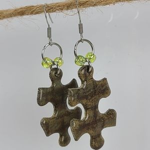 Adorable earrings,  made from Vintage puzzle pieces,  bricks1